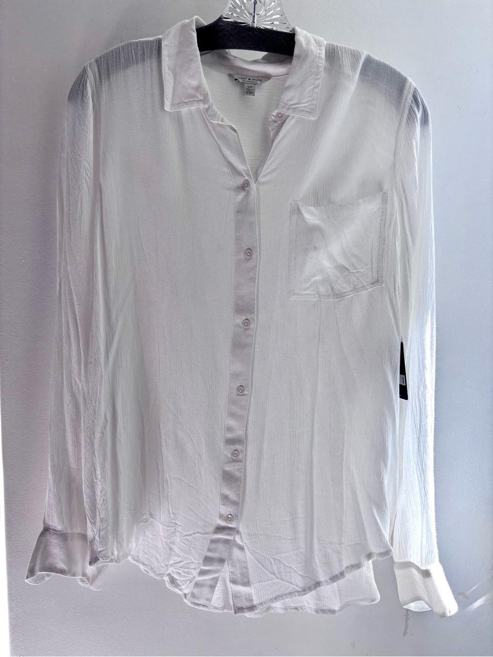 Lucky Brand White Textured Long-Sleeve Button-Down Shirt